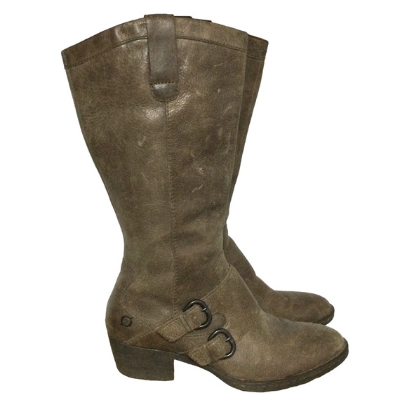 BORN Leather Brown Tall Boots Size 9.5 - Picture 1 of 9